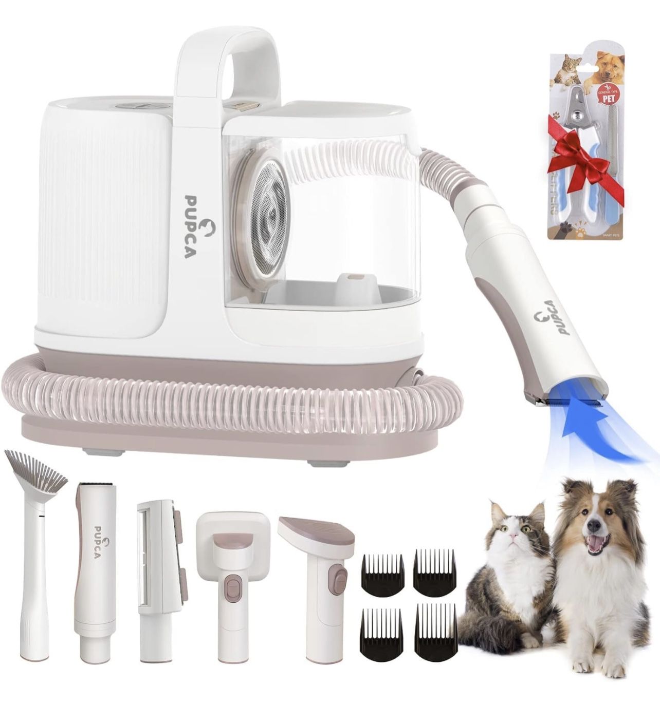 Professional Pet Grooming Kit w/Vacuum Dog Cat Hair Shedding Clipper Low Noise