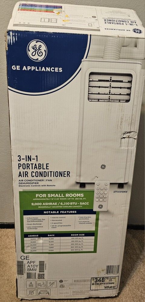 Room Air Conditioner GE 9,000 ASHRAE/6,250 BTU with remote