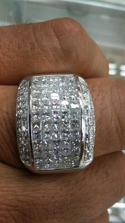 14k white gold ring 5 ct vs Diamonds 21.8 grams