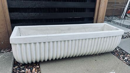 Pottery Barn concrete fluted planter 31” x 9”