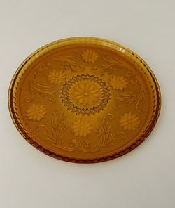 Vintage Amber Depression Glass Tray