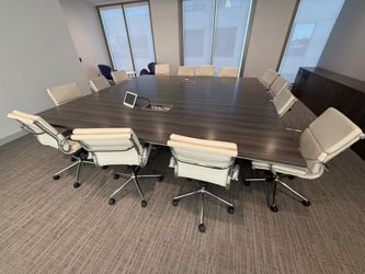 OFS Slate Grey 8'x4' Powered Conference Table or 8'x8' combined