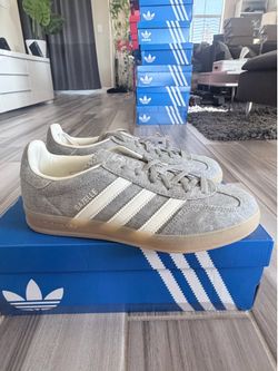 Women's Adidas Originals Gazelle Indoor Canvas Shoes - Grey White Gum - Size 6,7,7.5, 8, 8.5,10