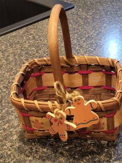 Christmas reindeer wicker basket 7x7" square 4" tall, 9" tall with handle