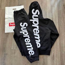 Supreme Black Hoodie and Sweatpants Set