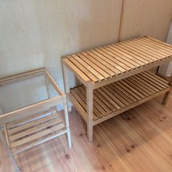 Bamboo Ikea Bench and End Table 