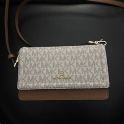 Michael Kors Cream and Brown Crossbody Bag