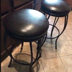 Leather And Metal Bar Stools