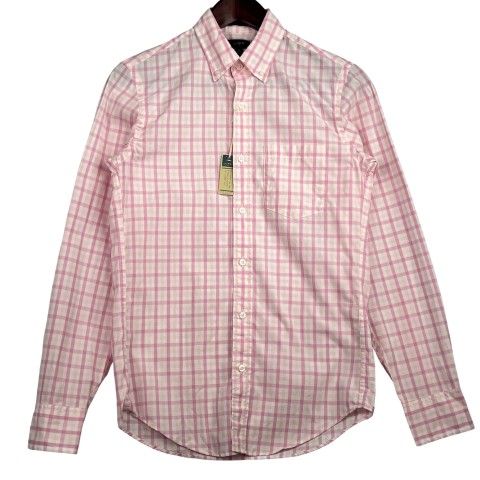 BRAND NEW WITH TAGS Men’s J. Crew Medium Slim Fit Classic Pink Plaid Windowpane Casual Shirt EUC