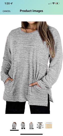 Brand new Plus-Size Tops for Women 3x Long Sleeve Tshirt Crew Neck Sweatshirts Tunic Blouse with Pockets Dark Gray Size 22W (3X) Bust: 53.93 inches  L