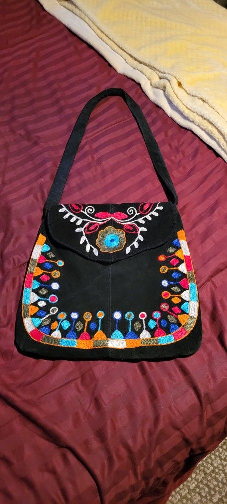 Genuine Leather Embroidered Bag