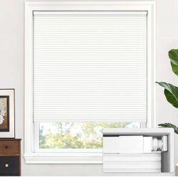 LazBlinds No Drill Cordless Cellular Shades, 33" W × 64" H, White Light Filtering Honeycomb Shades Thermal Insulation Noise Reduction Glare Control B