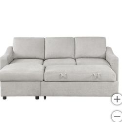 Coddle Aria Fabric Sleeper Sofa with Reversible Chaise and Storage, Beige