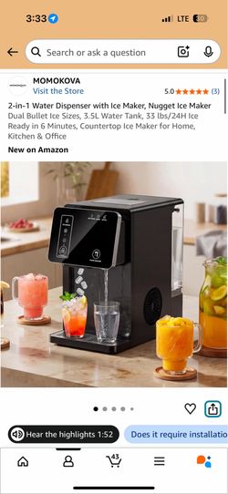 MOMOKOVA 2-in-1 Ice Maker & Water Dispenser – Brand New