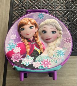 Disney Frozen Anna & Elsa Round Rolling Suitcase Luggage Carryon Travel Bag 16"