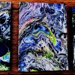 Original Acrylic Painting Triptych 35x7 Canvas