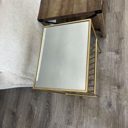 Elegant Mirrored Record Player Stand with Vinyl Storage