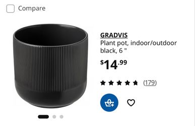 Plant pot, indoor/outdoor black, 6 "