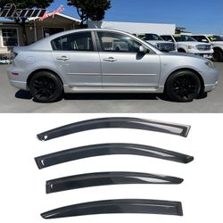 Fits 2004-2009 Mazda 3 Sedan 4Dr Side Window Visors Acrylic Sun Rain Deflector 4PCS