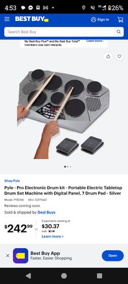Pyle Pro Electronic Tabletop Drum Kit – Silver