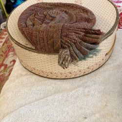  Vintage Paisley  Hat By Jane Engel With Fringe  Oval 9” On S