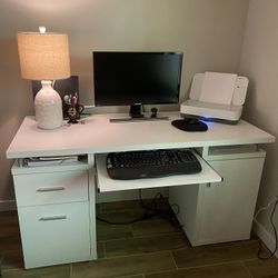 Modern White Computer Desk 