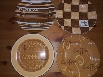 Coffee/Cafe Latte/Espresso ceramic dish/plate set of 4