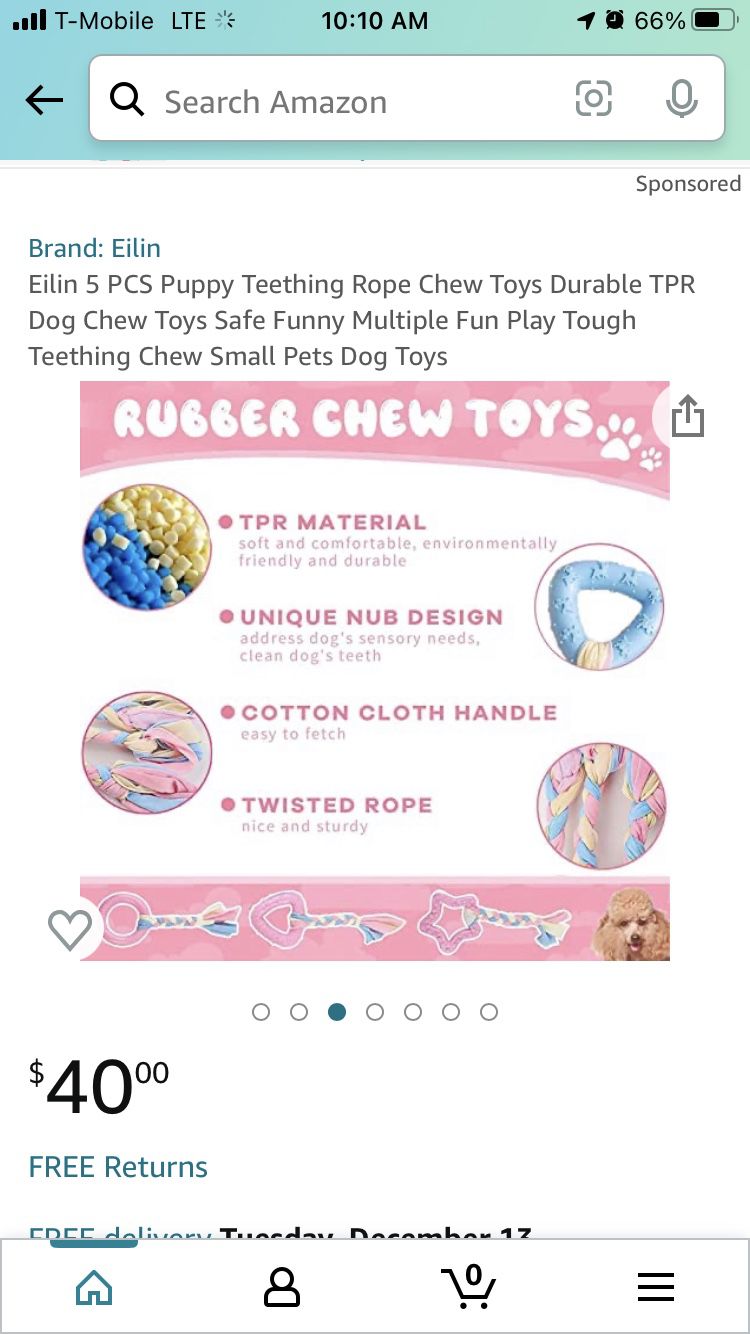 Eilin 5 PCS Puppy Teething Rope Chew Toys