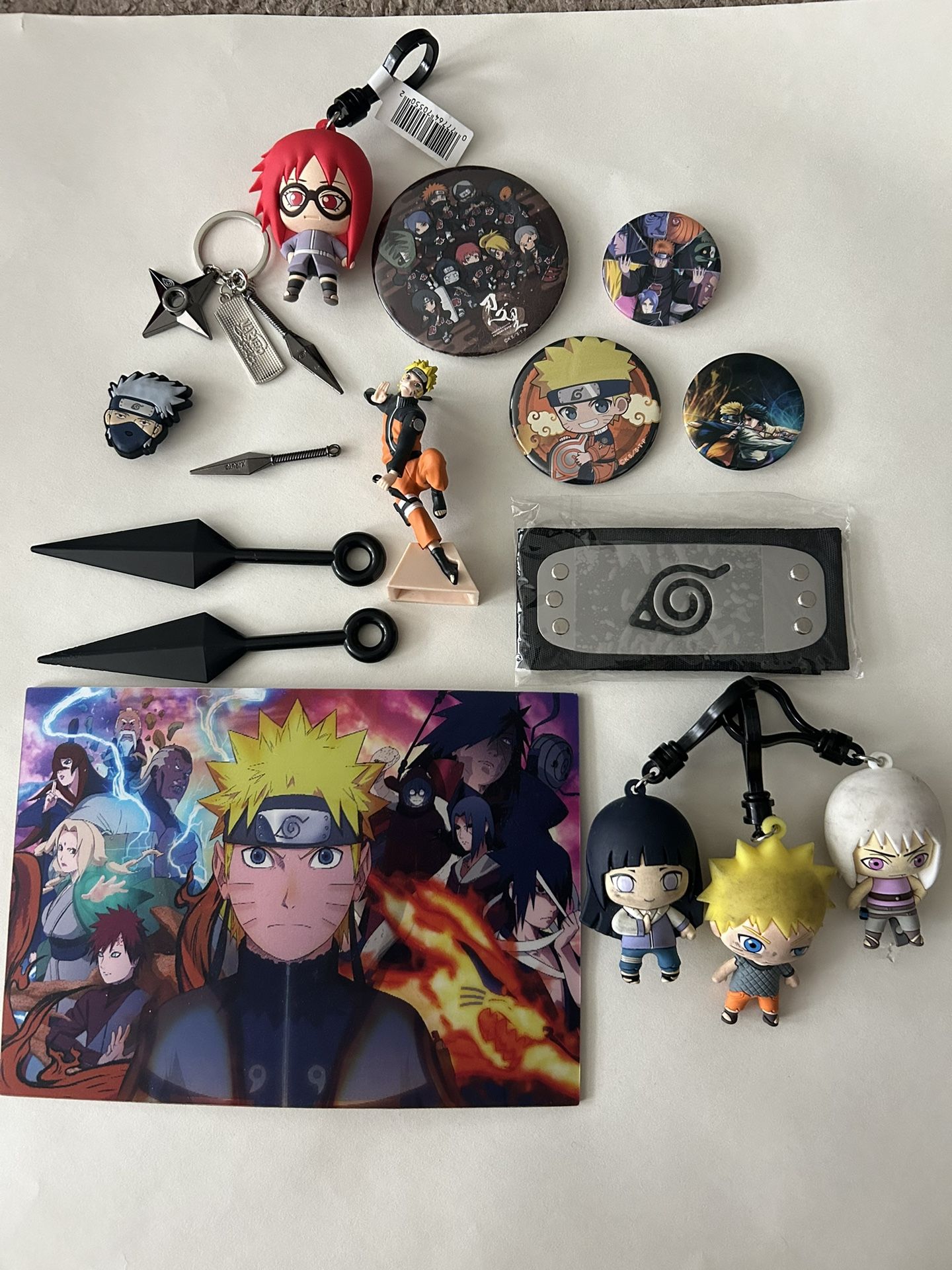 Naruto Anime Huge Lot Trading Cards Rare Holos Action Figures Stickers Keychains Hats & More