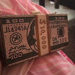 Rhinestone $10,000 Bill Clutch Wallet – Sparkly Money Desig