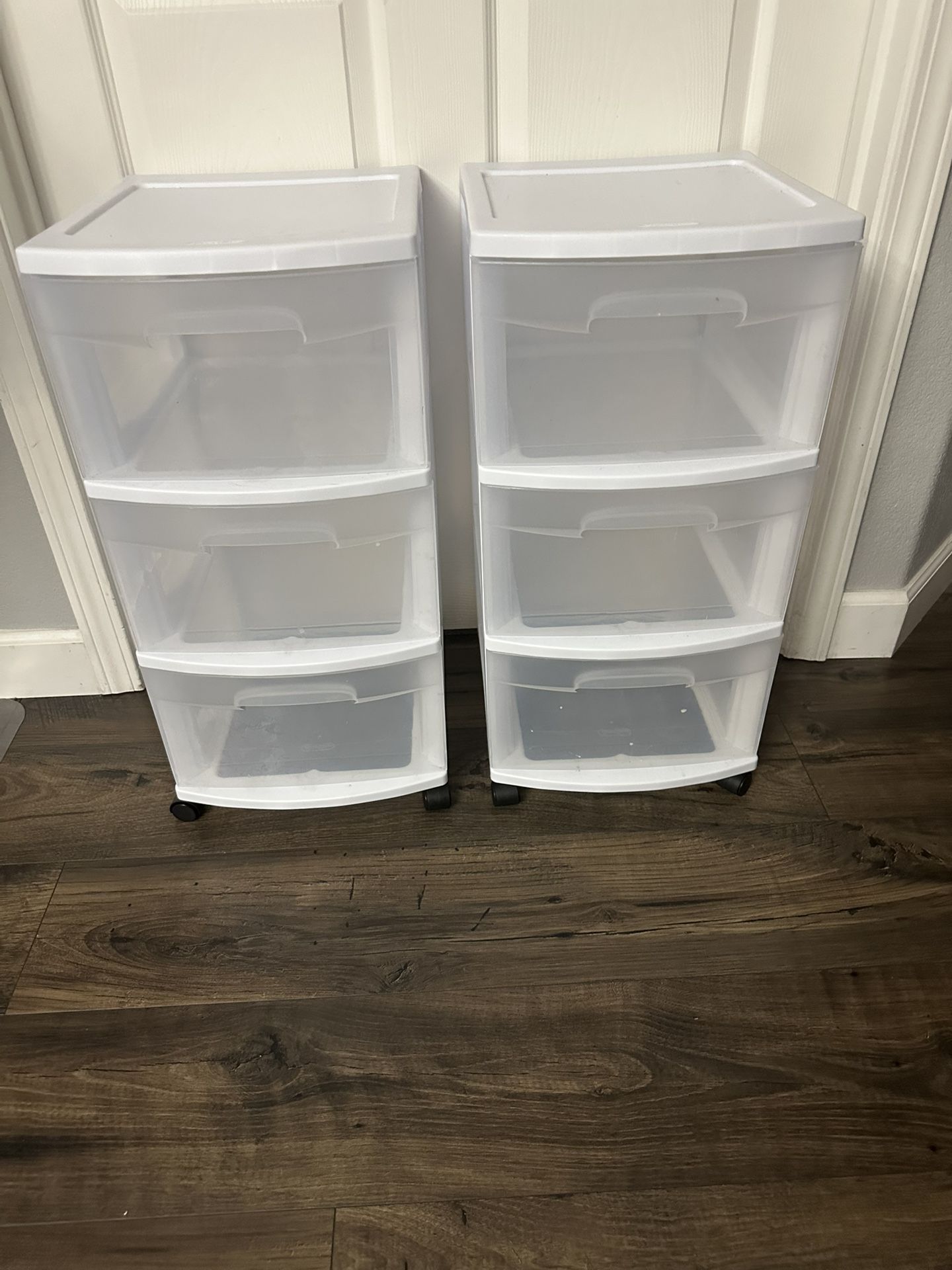 Set Of 2: 3 Drawer Plastic Carts