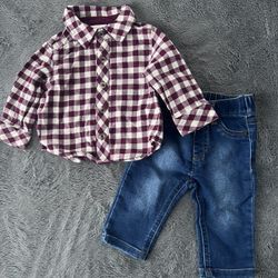 Cat & Jack Baby Boy Flannel & Jeans 
