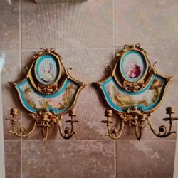 Antique Pair Of Three Arm Porcelain Sconces 18 In Tall 15 In Wide Offers Considered Cash Only Please