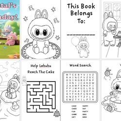 Labubu Coloring Book. Party Favors. personalized coloring books. Labubu Party games. Party Decor.