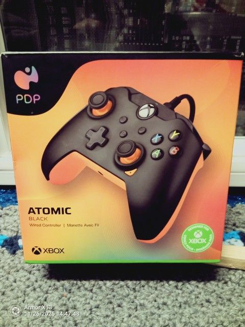 PDP Atomic Black Wired Controller For Xbox Series X/S, Xbox One, And Windows 10/11 