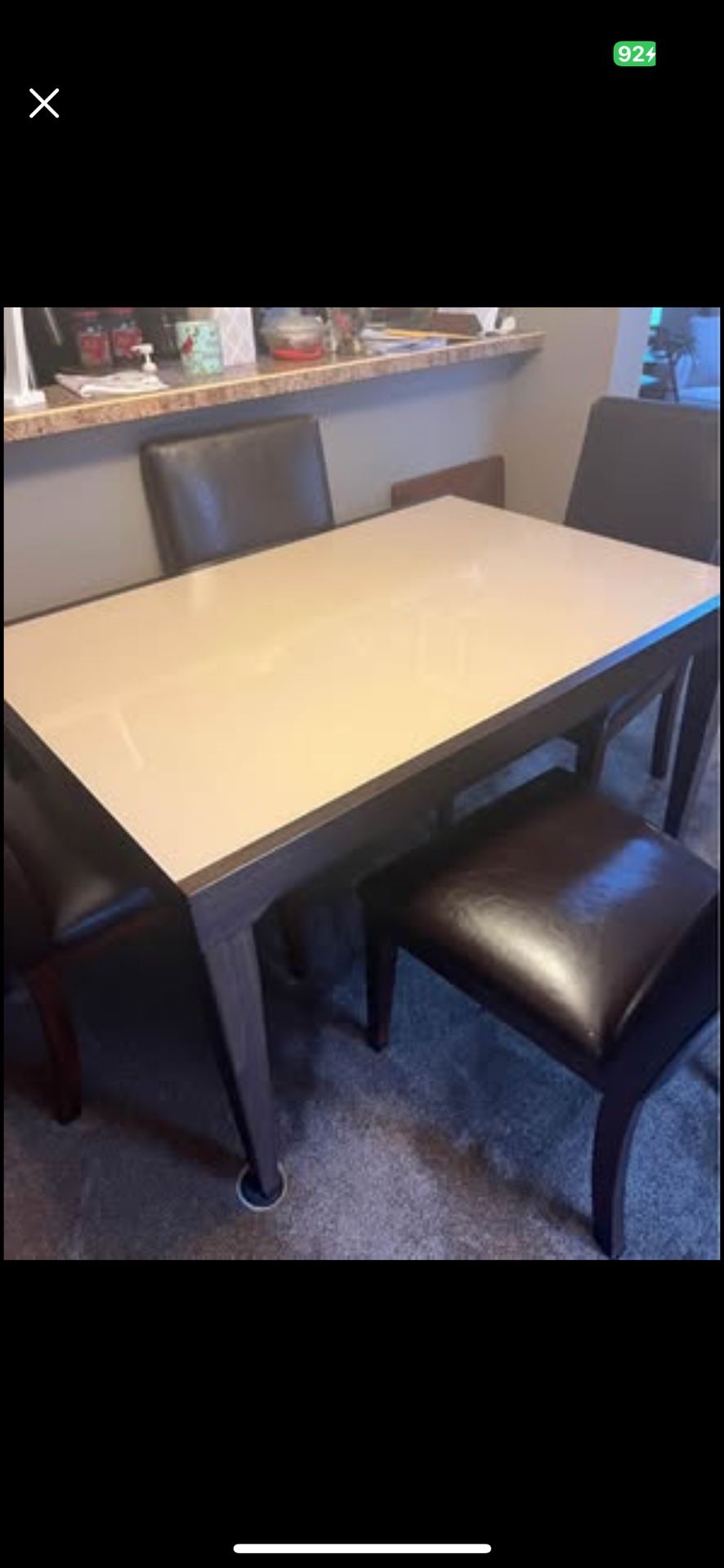 Dining Room Table & 4 Leather Chairs