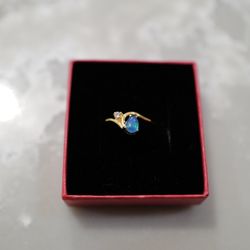 Australian Black Opal & Diamond Ring