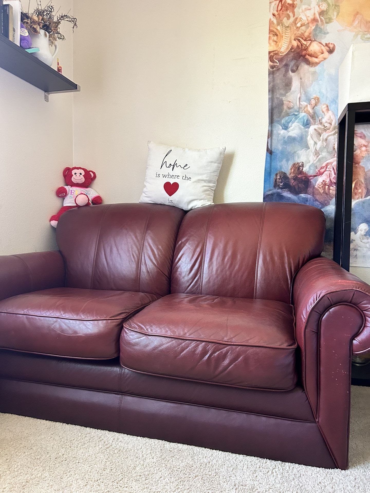 Free Red Leather Loveseat 