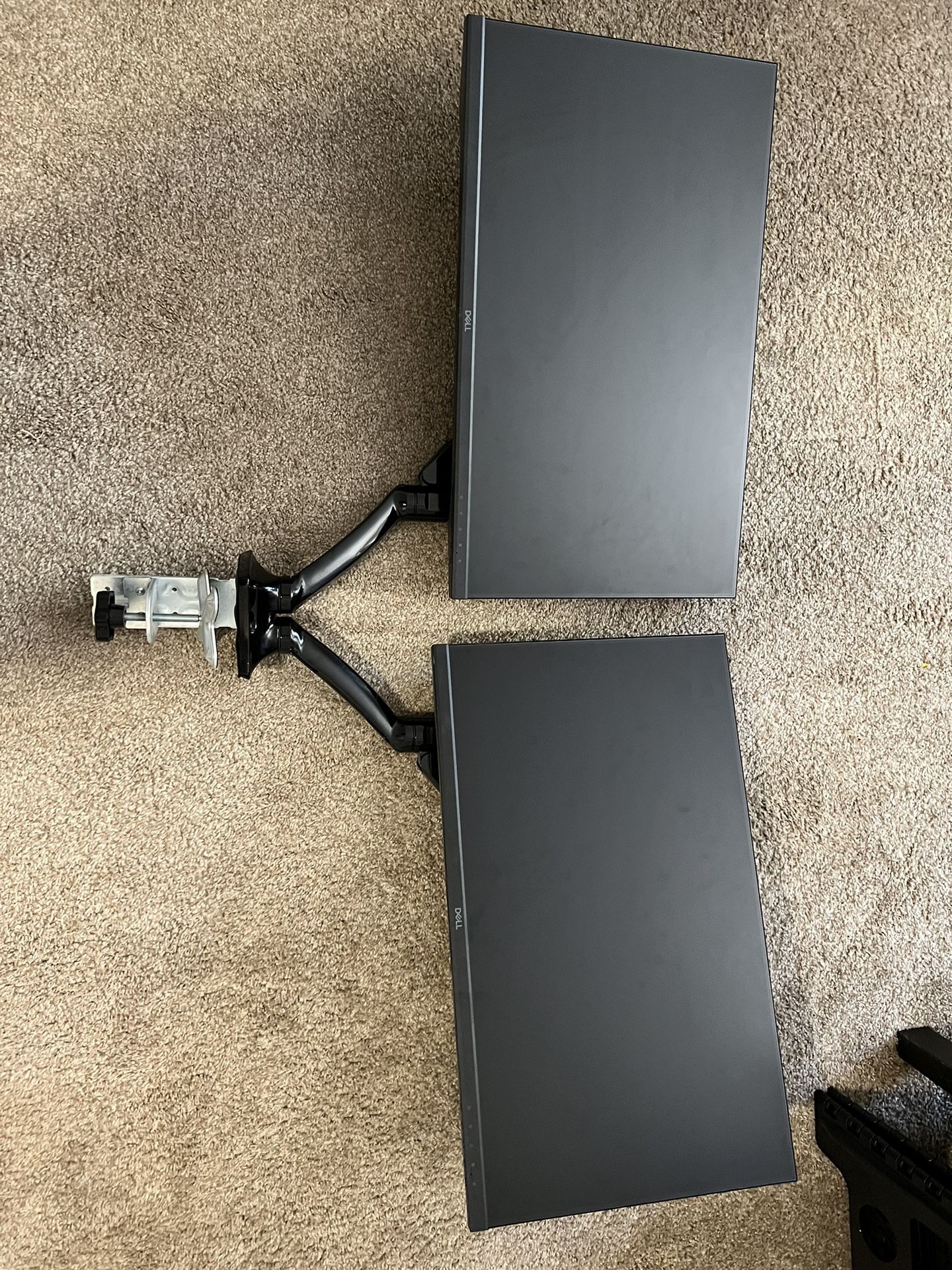 2 - 27 Inch dell Monitors with dual Arm Monitor Mount Stand