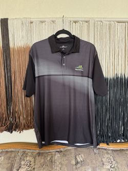Black and white Vansport Kings River Golf and Country Club 2022 Men’s Invitational striped golf polo