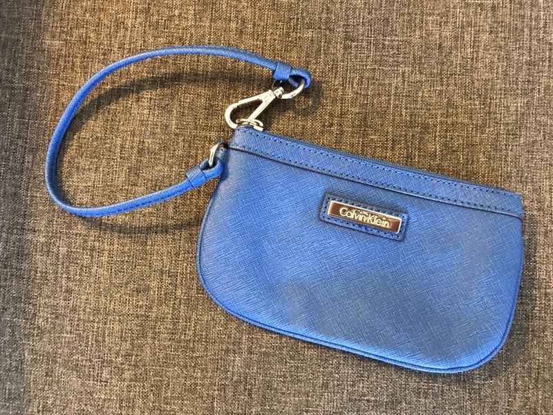 Blue Calvin Klein wristlet