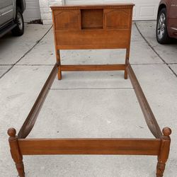 Antique / Vintage Twin Size Wooden Bookcase Bed Frame 