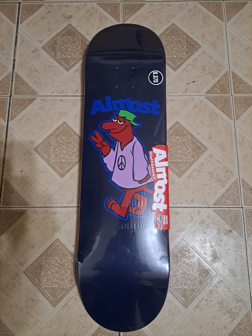 ALMOST SKATEBOARDS THE PEACE OUT LOGO SKATEBOARD DECK SIZE 8.375