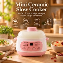 Mini Ceramic Slow Cooker 1L | Porridge, Congee & Desserts | NEW