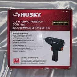 Husky 1/2in Compact Impact Wrench 500ft-lbs Jumbo Hammer 