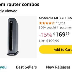 Motorola 24x8 cable modem plus AC1900 WiFi router