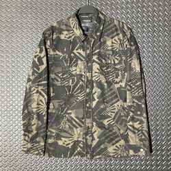 Y2K 21 Men An American Brand Camo Print Khaki/Grey Button Up Flannel Shirt Sz L
