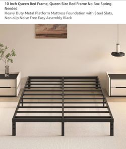 Queen side metal bed frame- like new