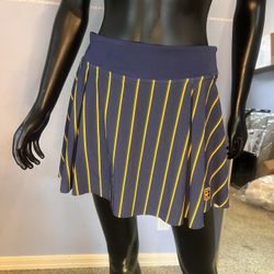 Nike Tennis Skirt Skort Women’s Medium Navy Blue Striped Pleated Dri-FIT Athletic Golf Workout 