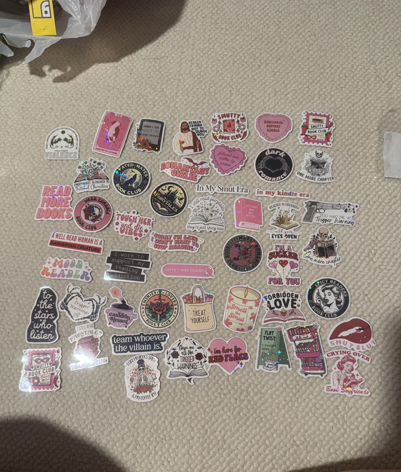 New Pack Of 50 Glitter Book Lover Stickers